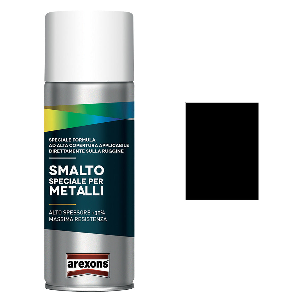 Arexons Smalto Spray per Metalli Nero Intenso Opaco 400 ml