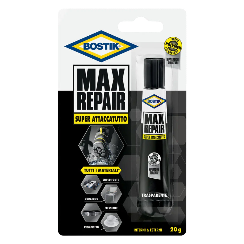 Adesivo istantaneo Bostik Max Repair flessibile e trasparente da 20g Immagine principale del prodotto