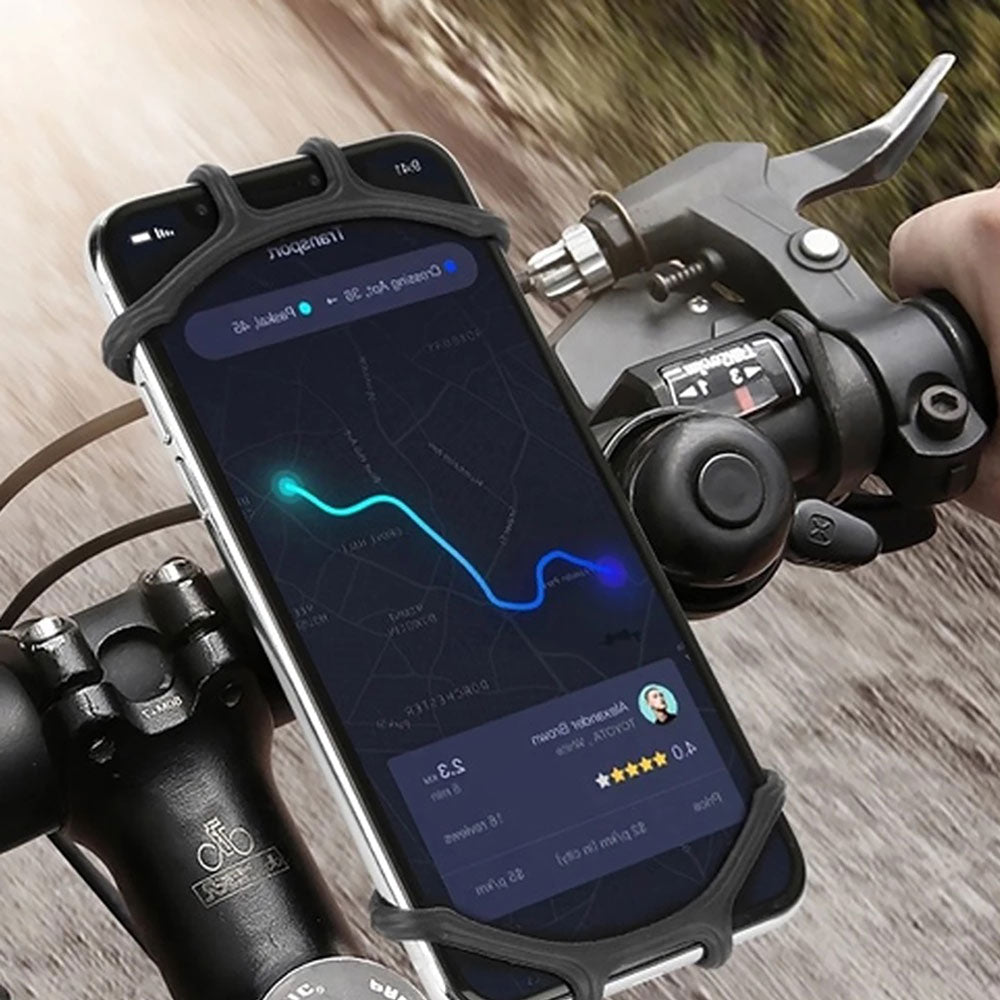 Acquista il supporto smartphone per bici e moto Lostech. Rotazione 360°, silicone flessibile per display da 4,7 a 6,5 pollici. Fissaggio facile e sicuro! Immagine principale del prodotto
