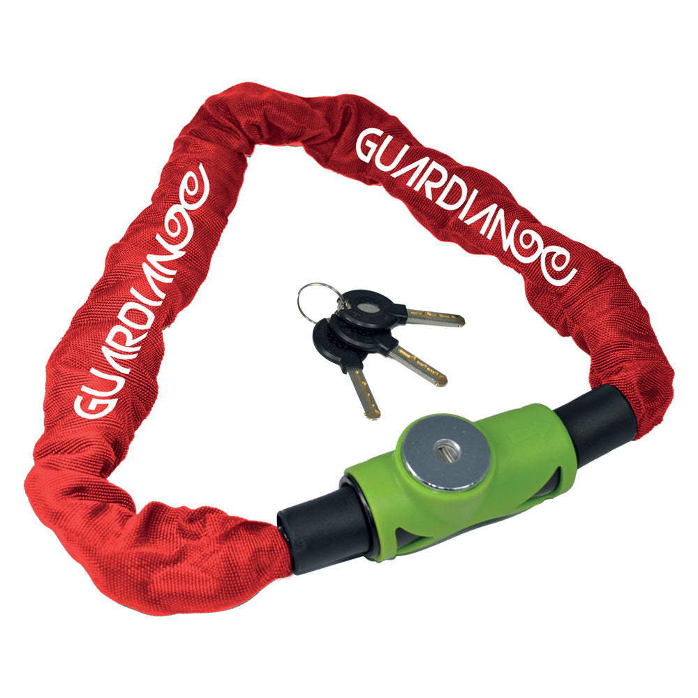 Proteggi moto, scooter e bici con il lucchetto a catena da 120 cm (Ø 8 mm). Catena cementata anti-taglio, guaina in tessuto e 2 chiavi. Acquista ora! Immagine principale del prodotto