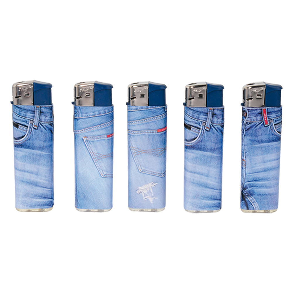 accendino elettronico Jeans DL con fantasie a tema jeans