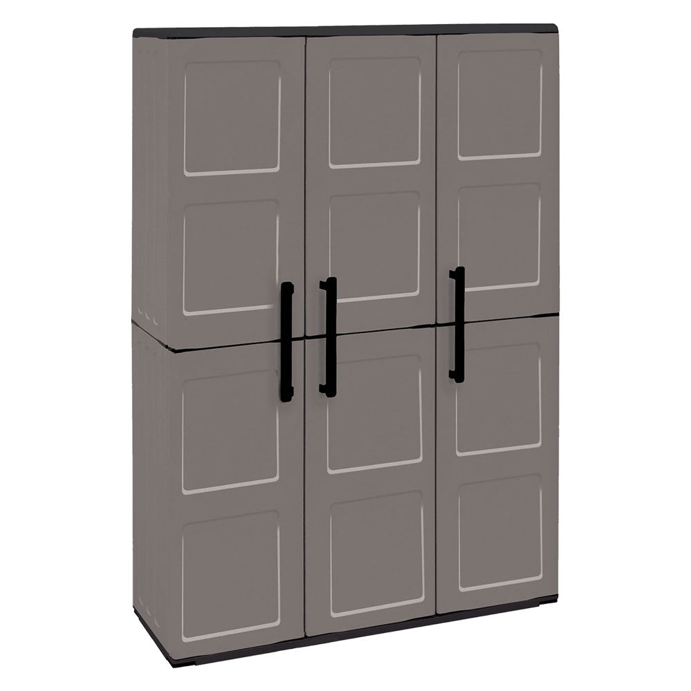 Armadio alto portascope 3 ante Art Plast Free 102x37x163 cm in polipropilene grigio con ripiani regolabili