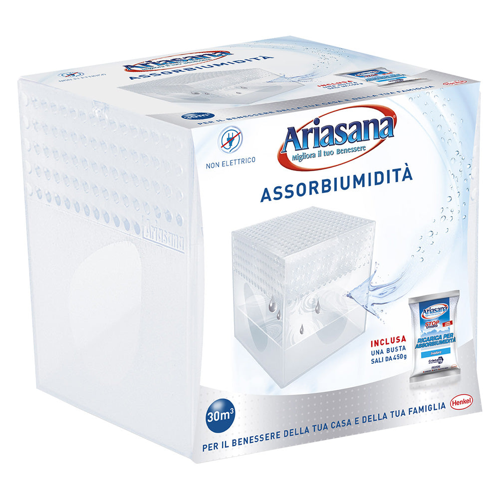 Kit assorbiumidità trasparente Ariasana con vaschetta e ricarica tab 450 g
