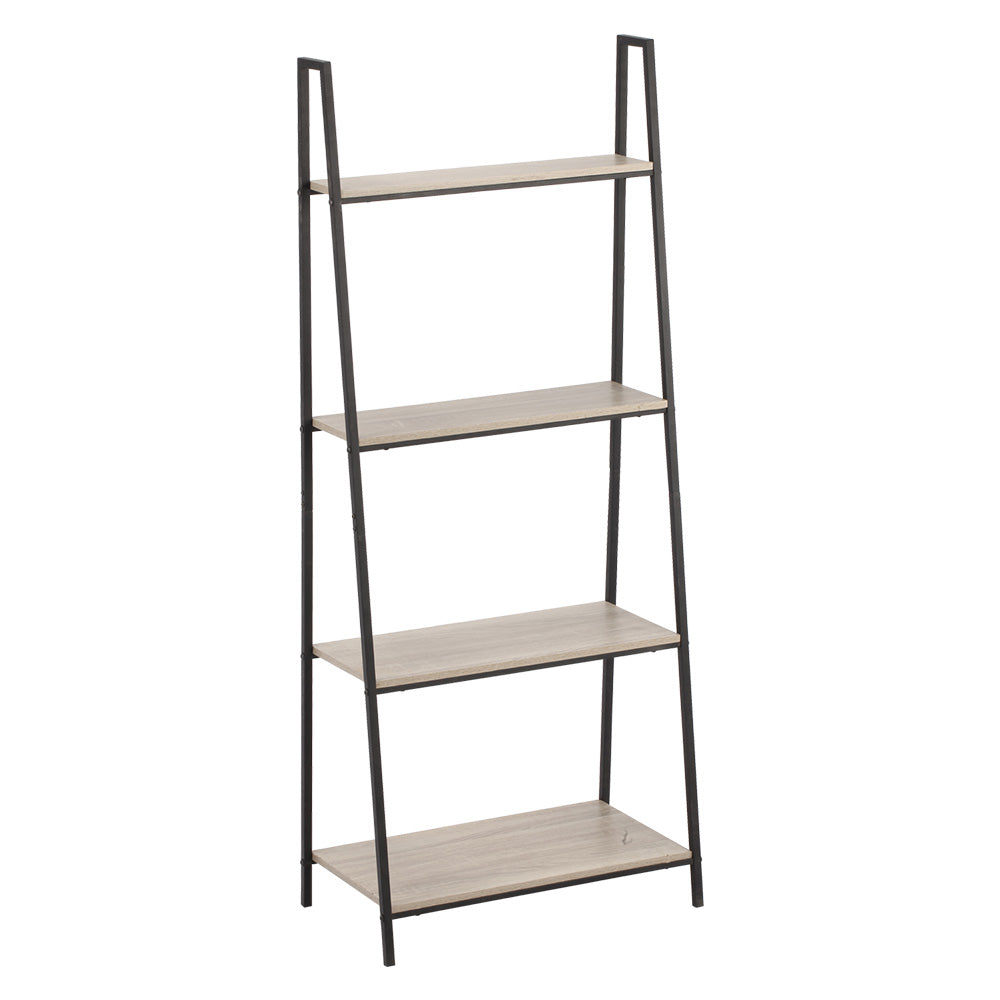 Scaffale organizer in legno e metallo 4 ripiani salvaspazio 60x35x148 cm