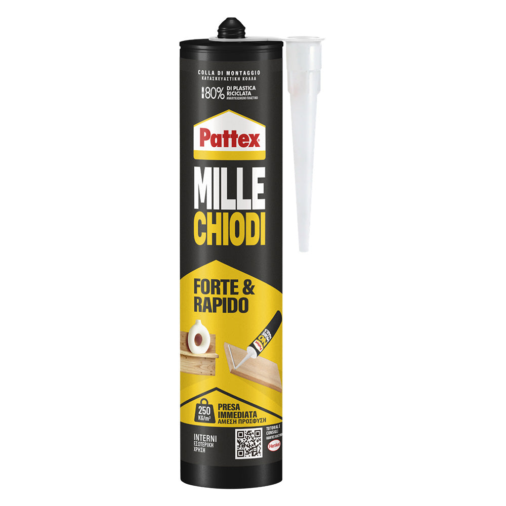 Pattex Adesivo Millechiodi Forte e Rapido Bianco da 400 gr - Adesivo di montaggio extra forte Immagine principale del prodotto