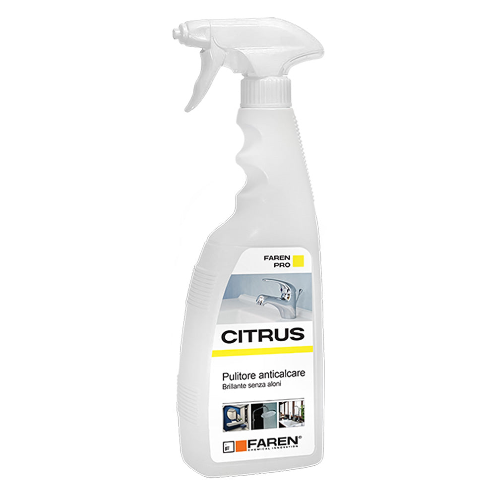 Flacone di detergente brillantante anticalcare Faren Citrus da 750 ml con erogatore spray Immagine principale del prodotto