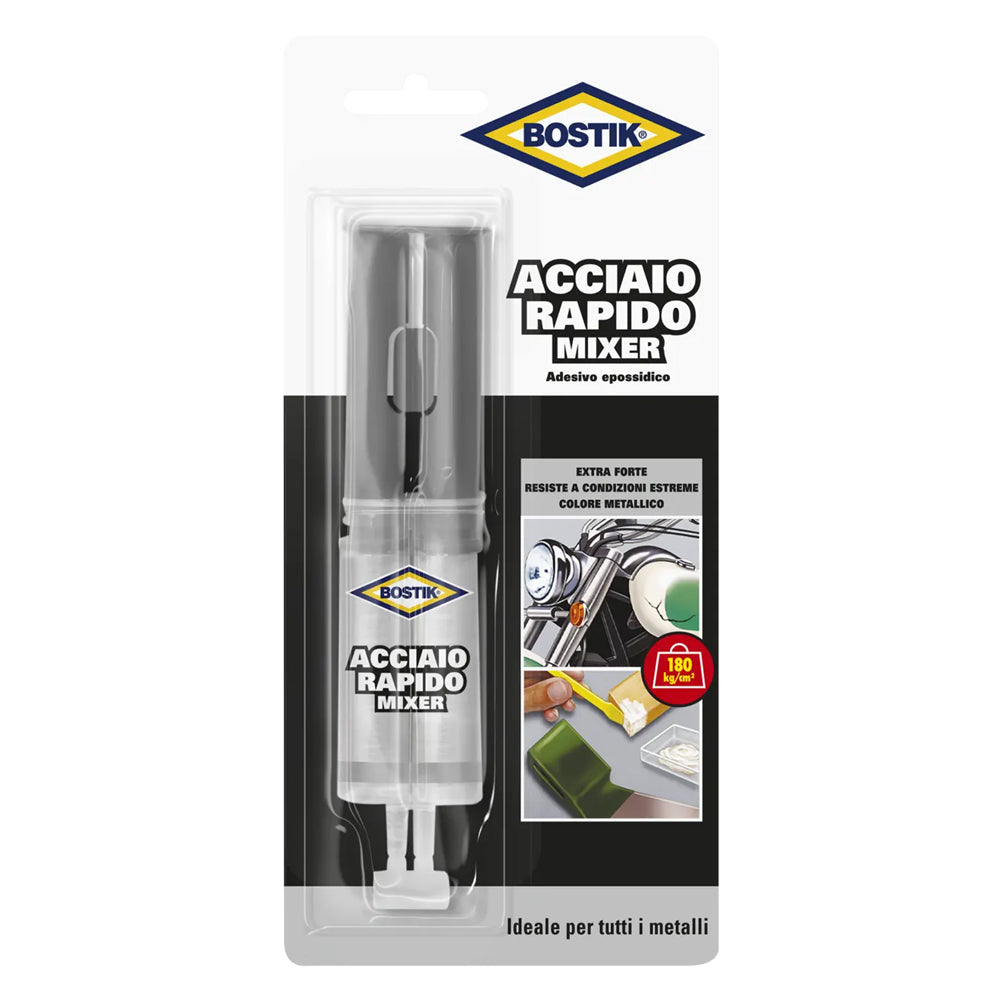 Adesivo bicomponente epossidico Bostik Acciaio Rapido Mixer da 24 ml per metalli Immagine principale del prodotto