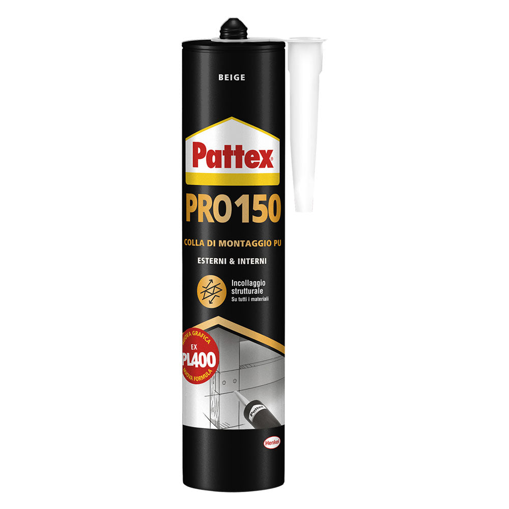 Pattex Adesivo Pro 150 colla di montaggio beige da 495 gr in cartuccia Immagine principale del prodotto