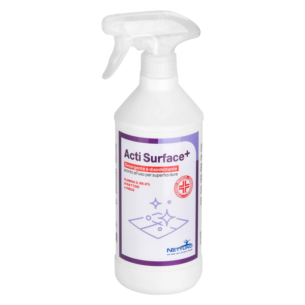 Flacone di detergente disinfettante Nettuno Actisurface+ da 750 ml per la sanificazione delle superfici Immagine principale del prodotto