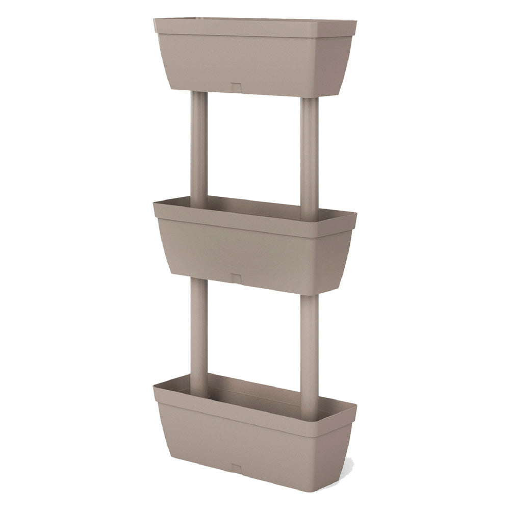 Kit fioriere verticali in resina grigio 3 pezzi per pareti verdi modulari con riserva d'acqua