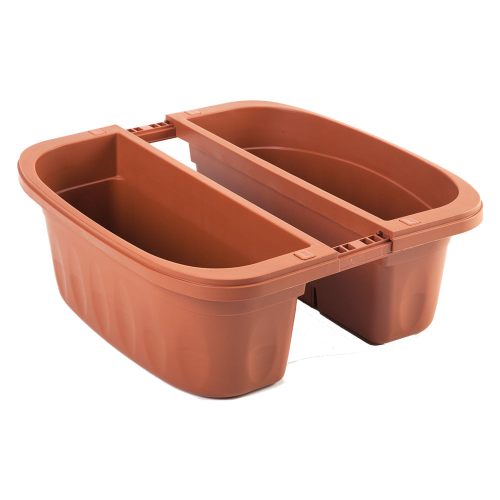 Balconetta doppia Klunia Bama colore terracotta 40 cm con riserva d'acqua per balconi e ringhiere