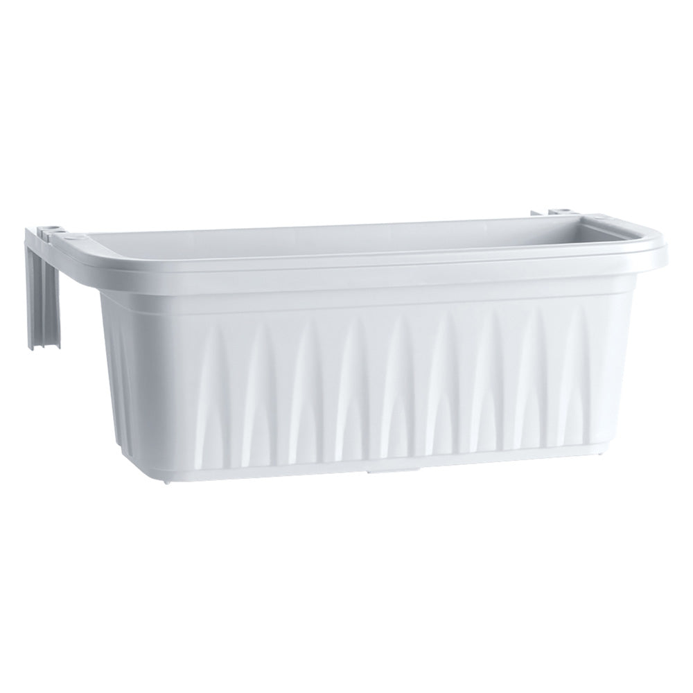 Balconetta rettangolare Rondine Bama bianca da 50 cm con riserva d'acqua e agganci regolabili per balcone Immagine principale del prodotto