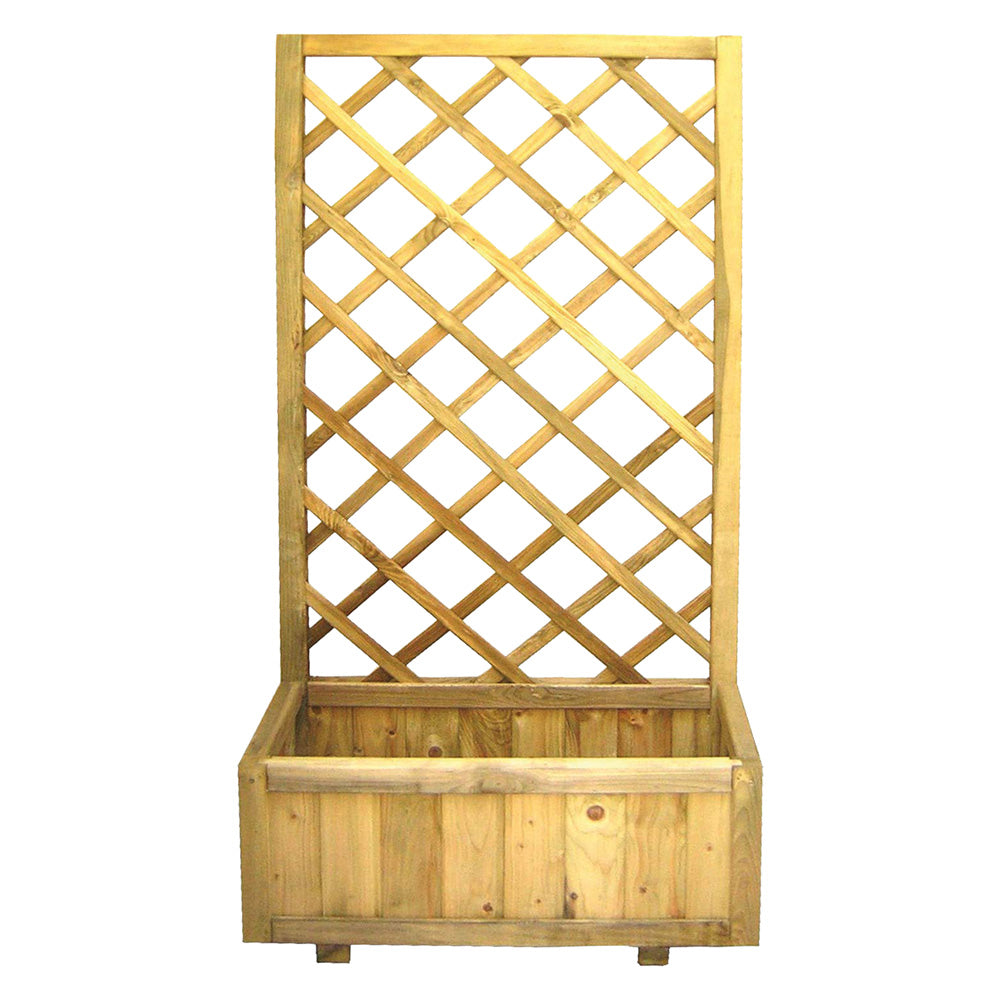 Fioriera rettangolare Merida 30x75x180 cm in legno di pino con grigliato per giardino e terrazzo
