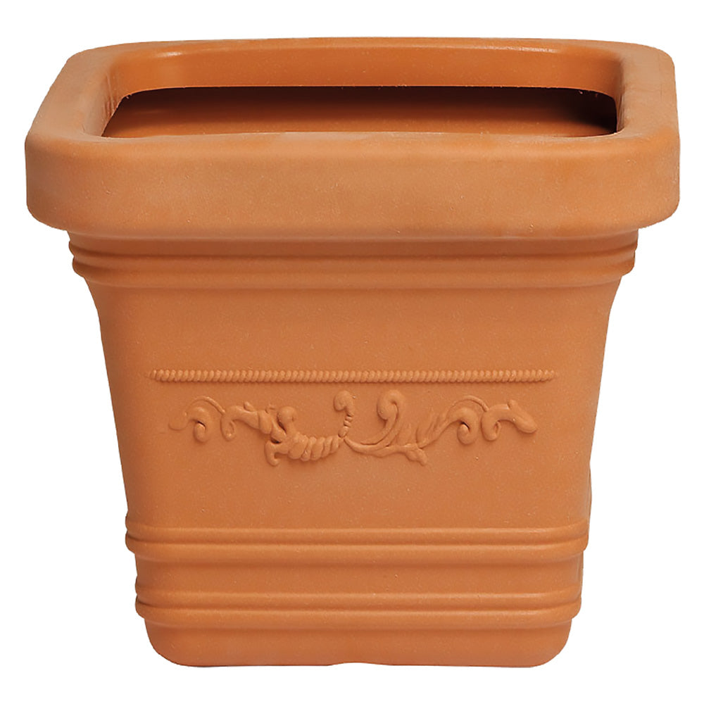 Fioriera quadrata Prestige in resina color terracotta 40x40 cm 33 litri con decorazione festonata