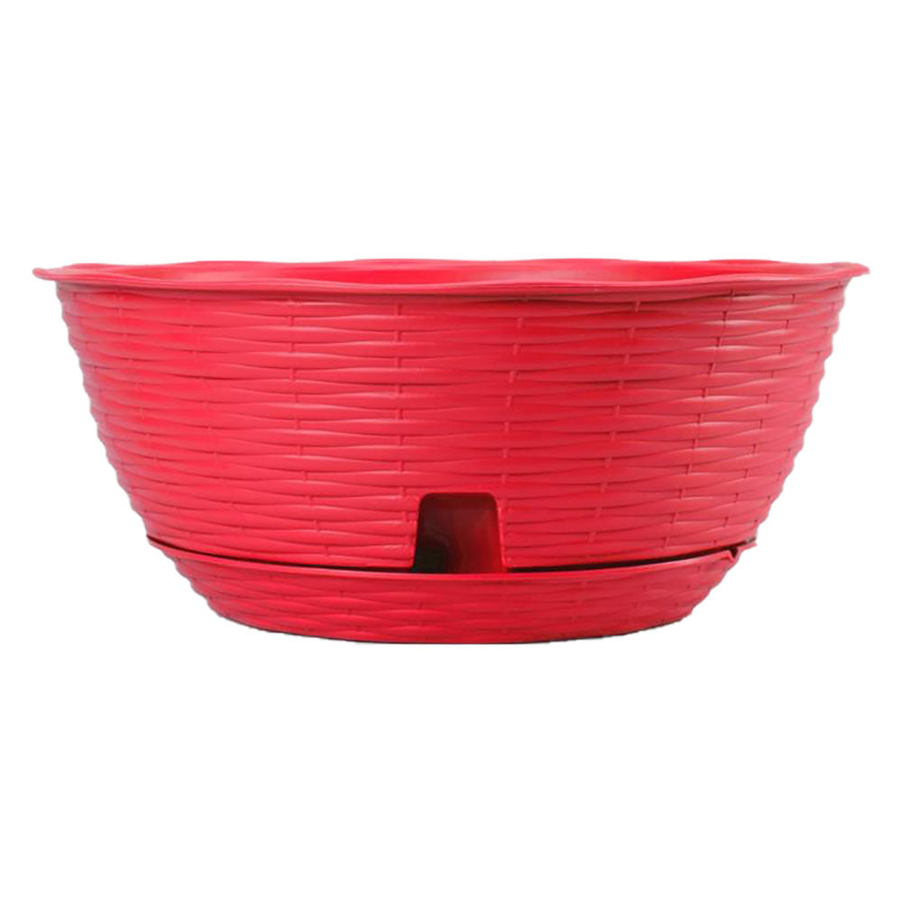 Ciotola per fiori BAMA Paglia in plastica antracite Ø40 cm con sottovaso per giardino e interni