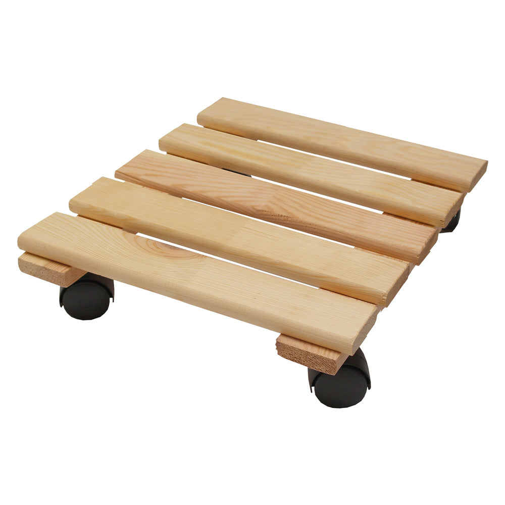 Pedana sottovaso in legno naturale 35x35 cm con ruote per vasi e piante