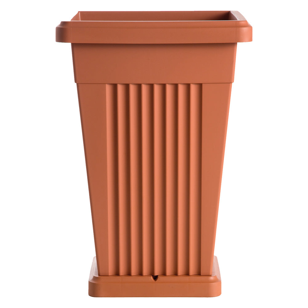 Vaso piramide in polipropilene colore terracotta da 50 litri con sottovaso coordinato BAMA