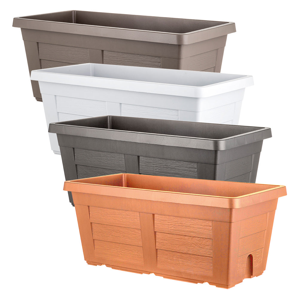 Fioriera rettangolare Bama 60x30x26 cm in polipropilene effetto legno color cotto chiaro per giardino e terrazzo