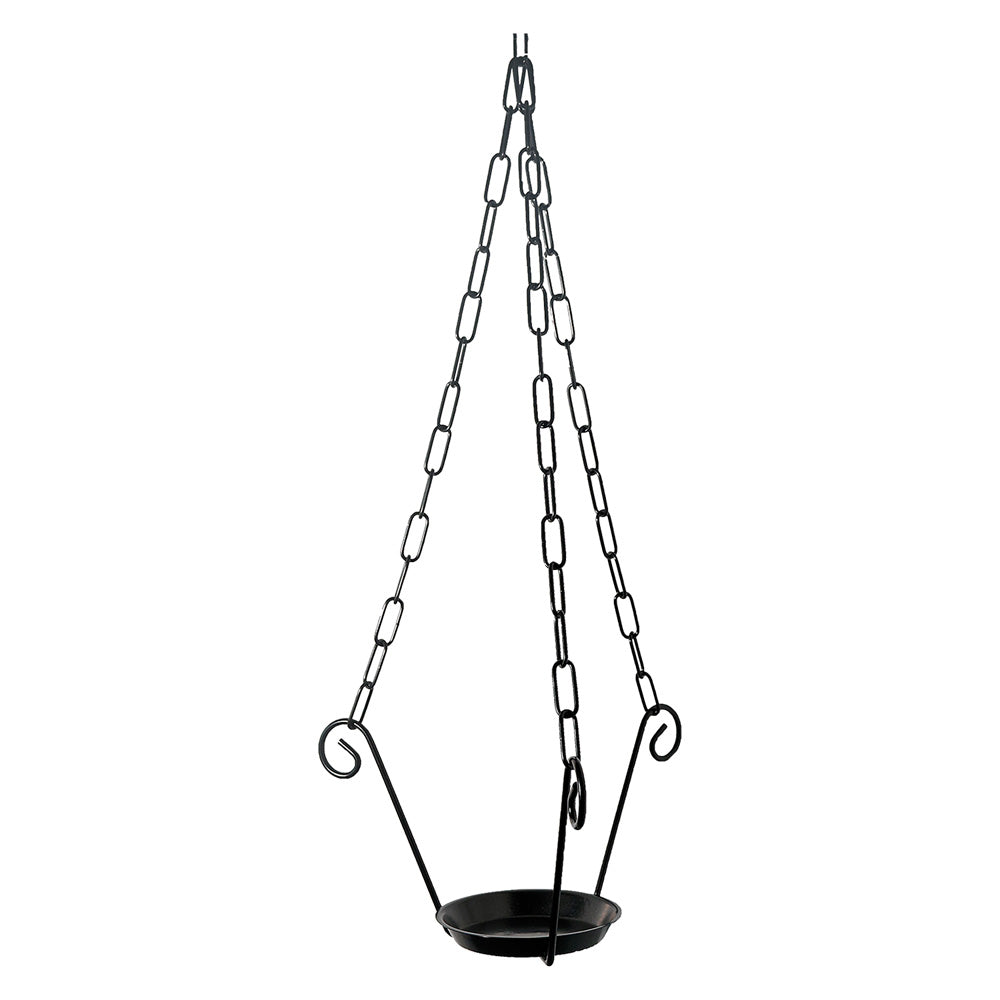 Portavaso a sospensione in acciaio nero altezza 95 cm e diametro 25 cm con kit di montaggio per piante e fiori