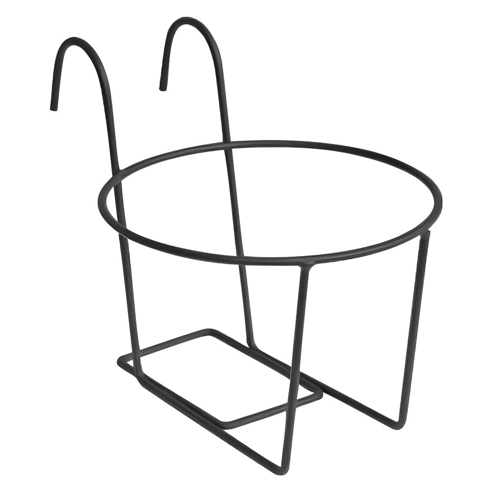 Portavaso per balcone in acciaio nero con diametro di 25 cm per piante e fiori Immagine principale del prodotto