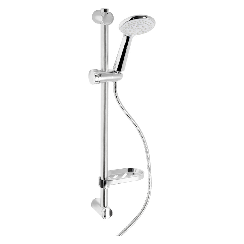 Saliscendi doccia Capri in acciaio inox 67 cm con doccetta 5 getti e portasapone integrato Immagine principale del prodotto