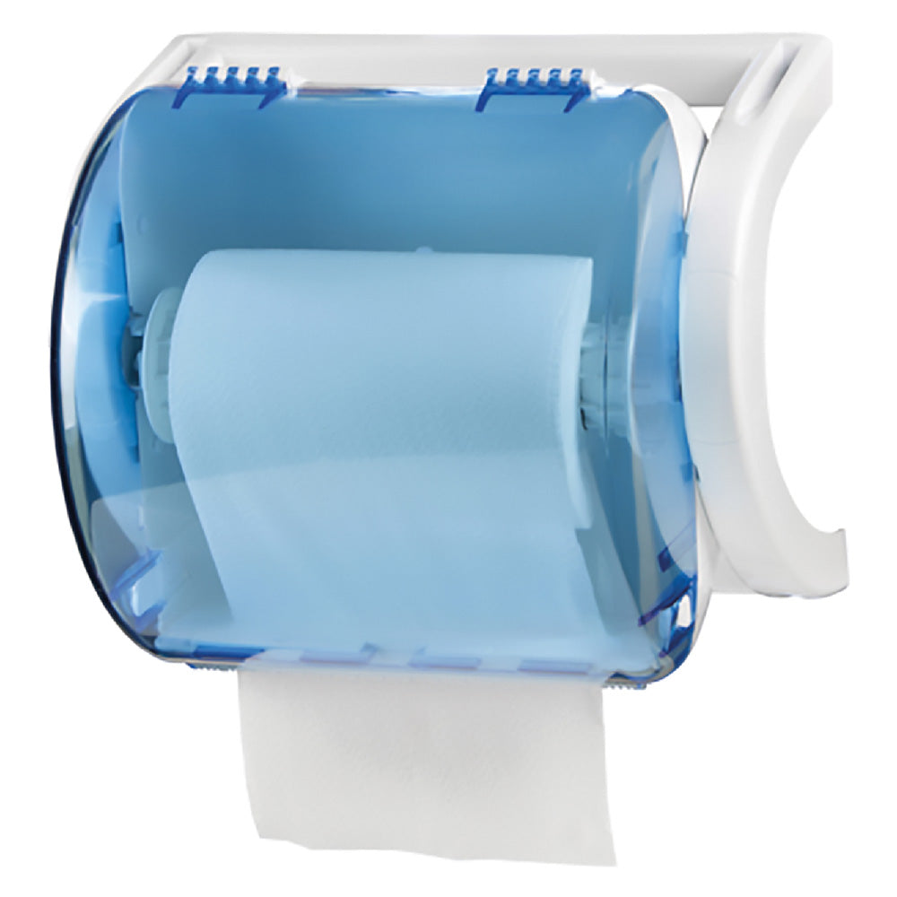 Porta rotolo a muro Rollout in ABS per carta asciugamani con carenatura trasparente HACCP