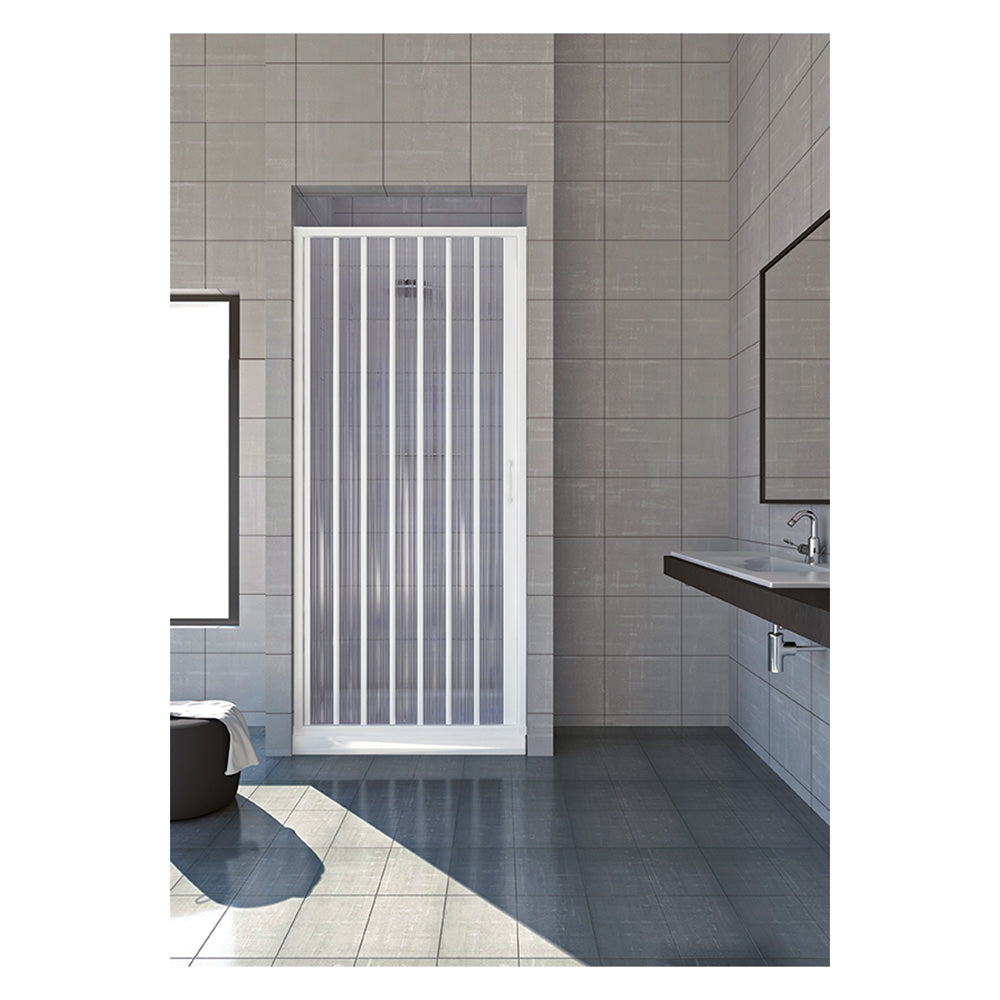 Box doccia a una porta a soffietto in PVC bianco Kura 80x185 cm