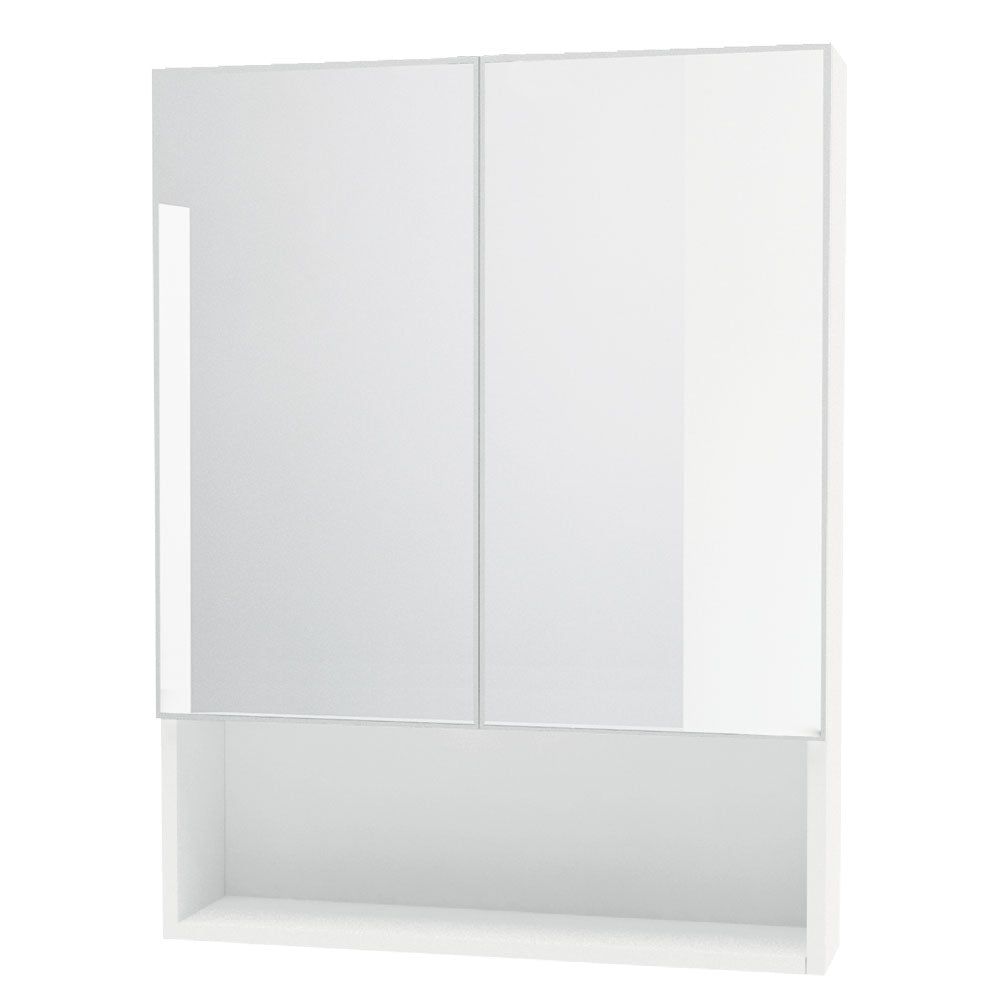 Specchiera da bagno doppia anta bianca 933 con vano mensola - 62x15,5x81 cm
