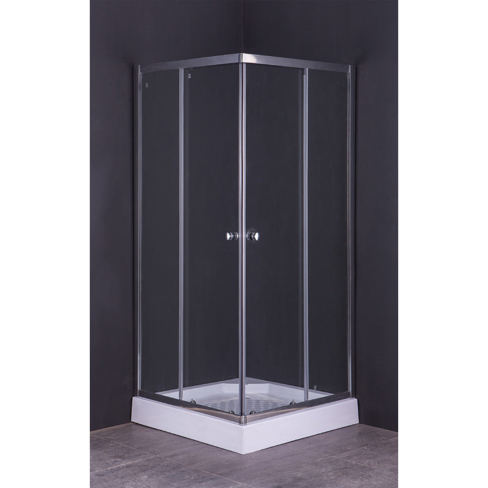 Box doccia angolare Giada 80x80 cm in cristallo temperato 6 mm e alluminio cromato