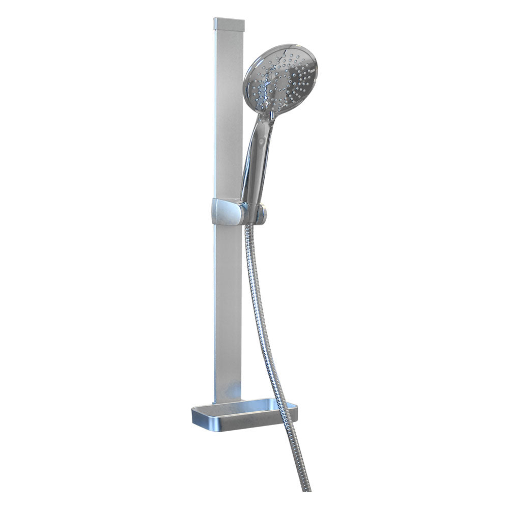 Saliscendi doccia 5 getti con barra in alluminio 60 cm e portasapone