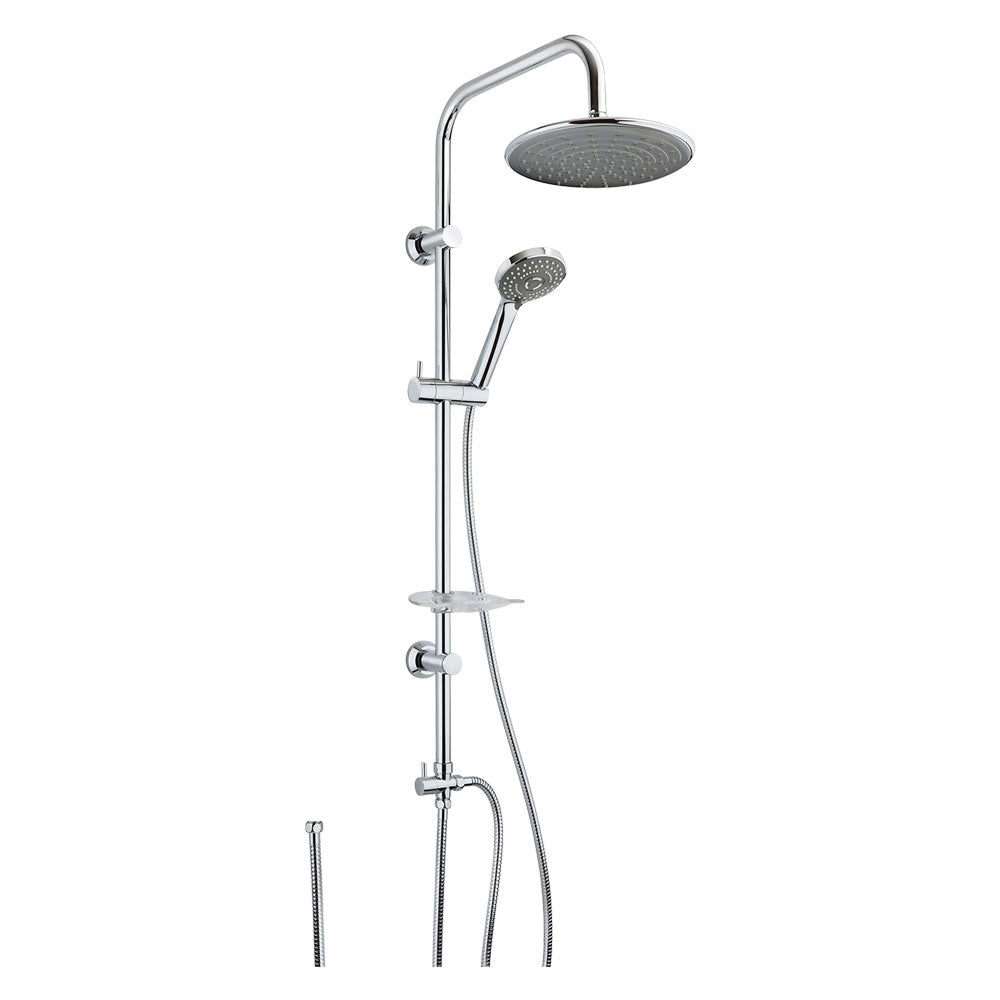 Saliscendi doccia Easy in acciaio inox cromato h 97 cm con soffione e doccetta