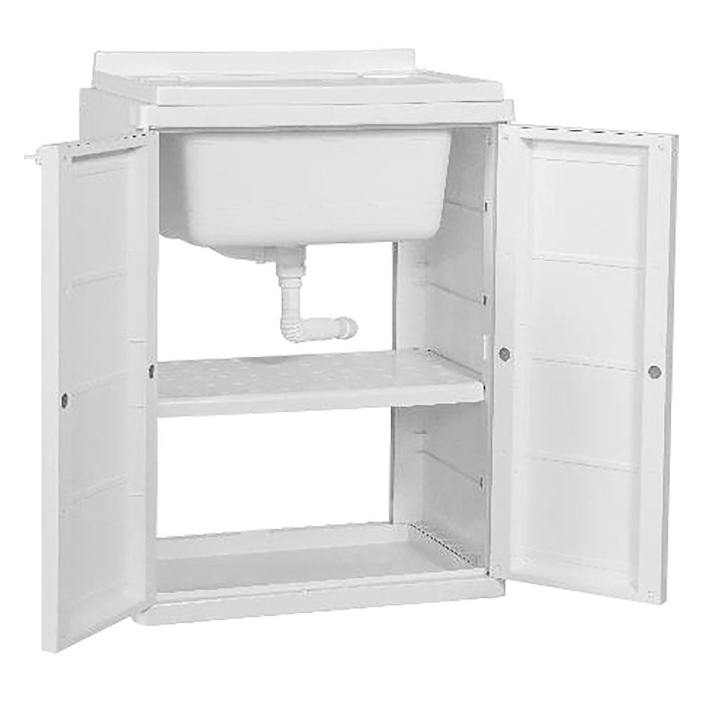 Mobile lavatoio bianco a doppia anta 60x45xh85 cm per interno ed esterno
