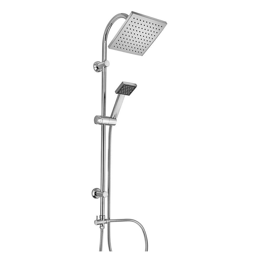 Saliscendi doccia Savona in acciaio inox cromato H 101 cm con soffione 20x20 e doccetta