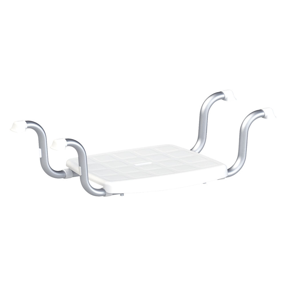Sedile da vasca regolabile in alluminio bianco con seduta 37 x 30 cm