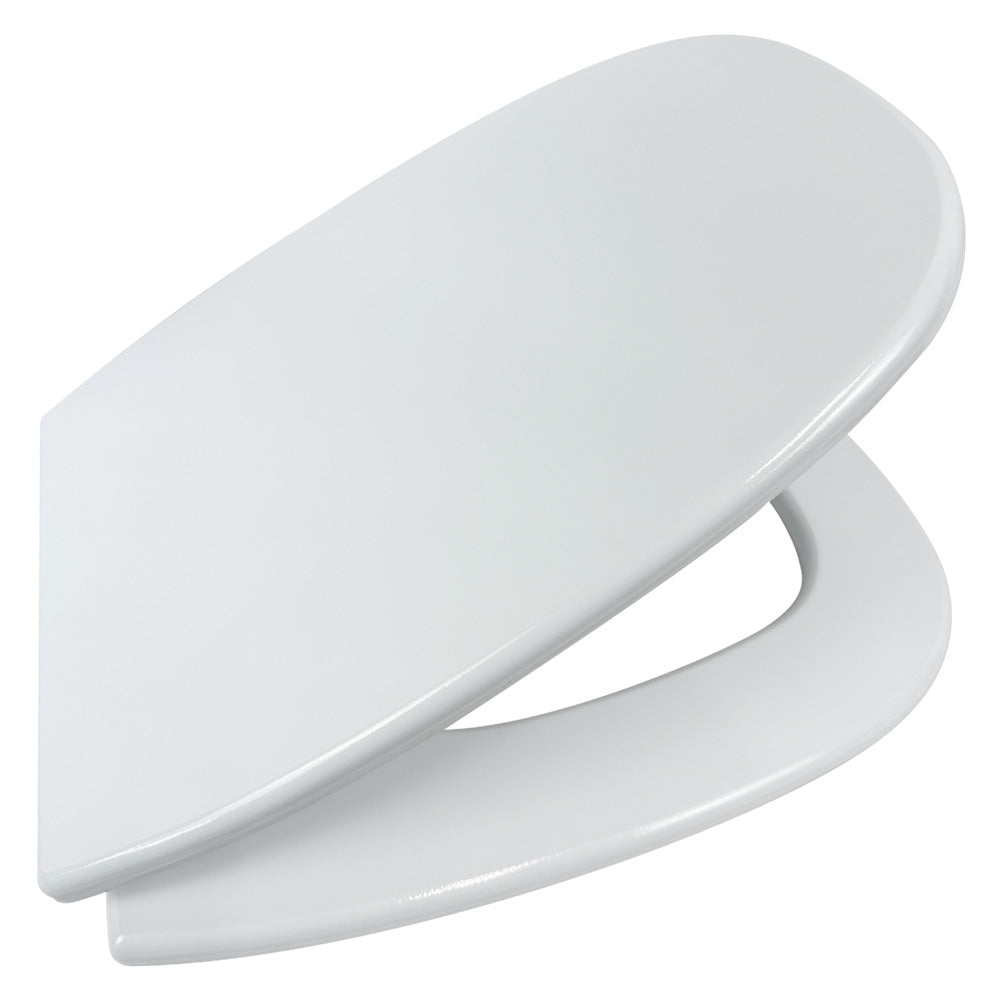 Sedile WC Sintesi in MDF bianco con cerniere universali in lega di zinco Immagine principale del prodotto