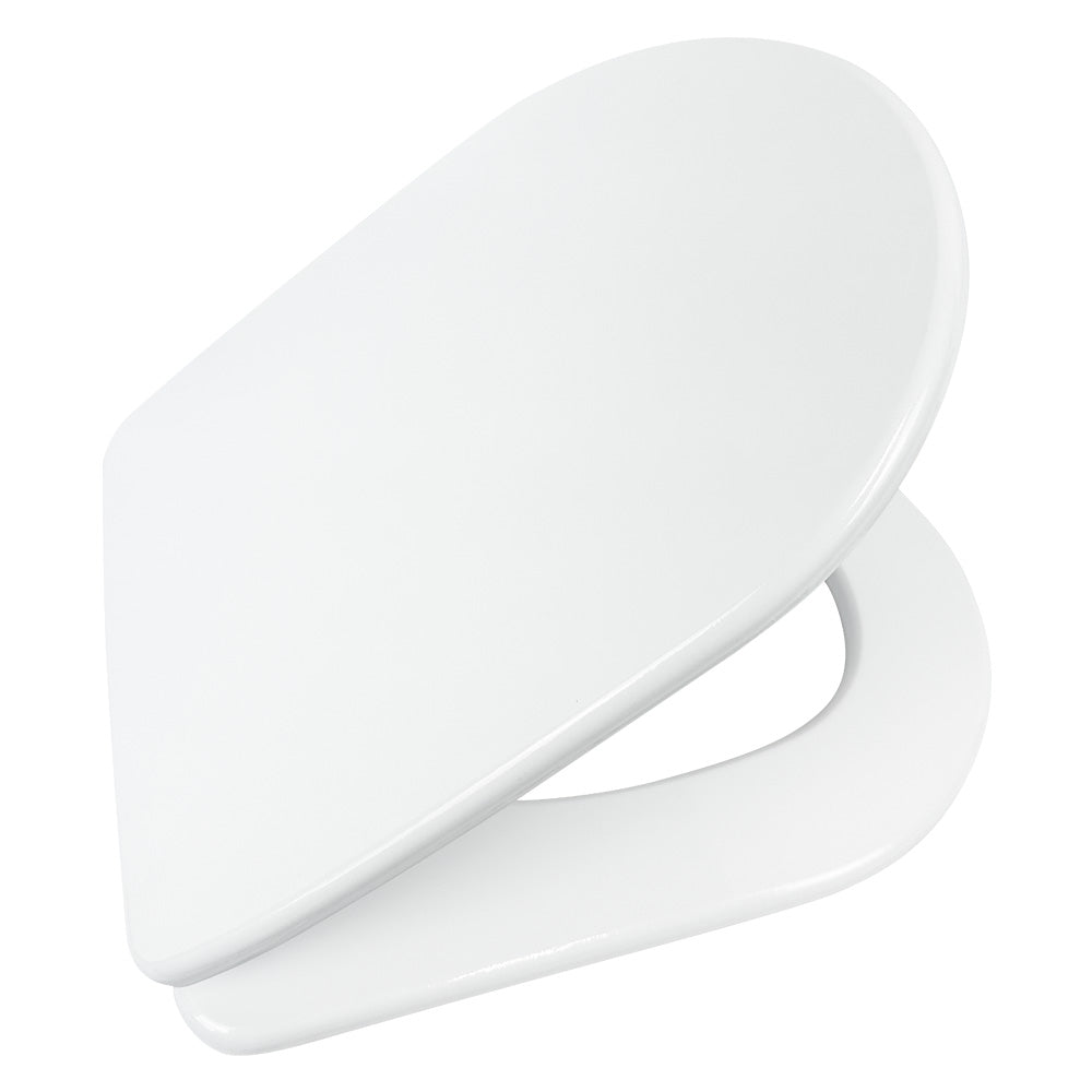 Sedile WC Aretusa in MDF bianco con cerniere universali in lega di zinco