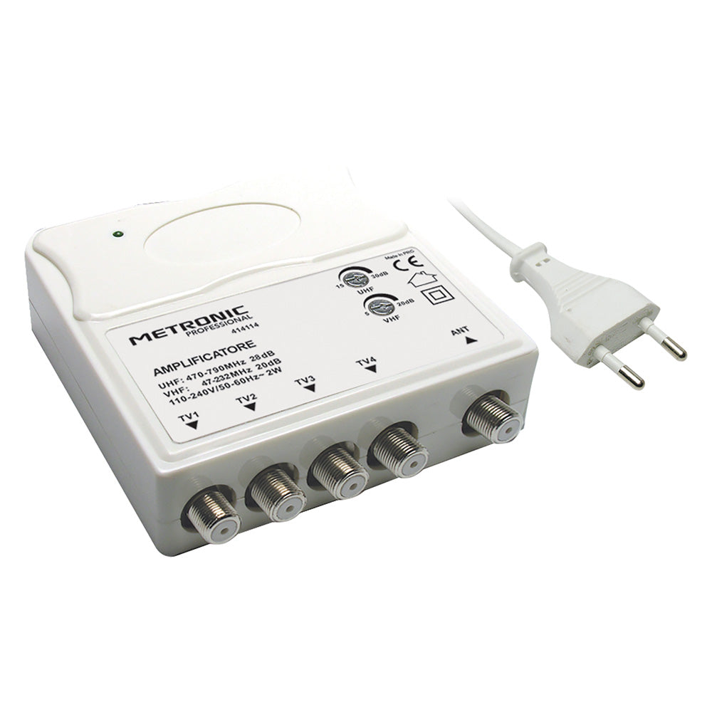 Amplificatore TV da interno Metronic con 1 ingresso UHF/VHF e 4 uscite TV Immagine principale del prodotto