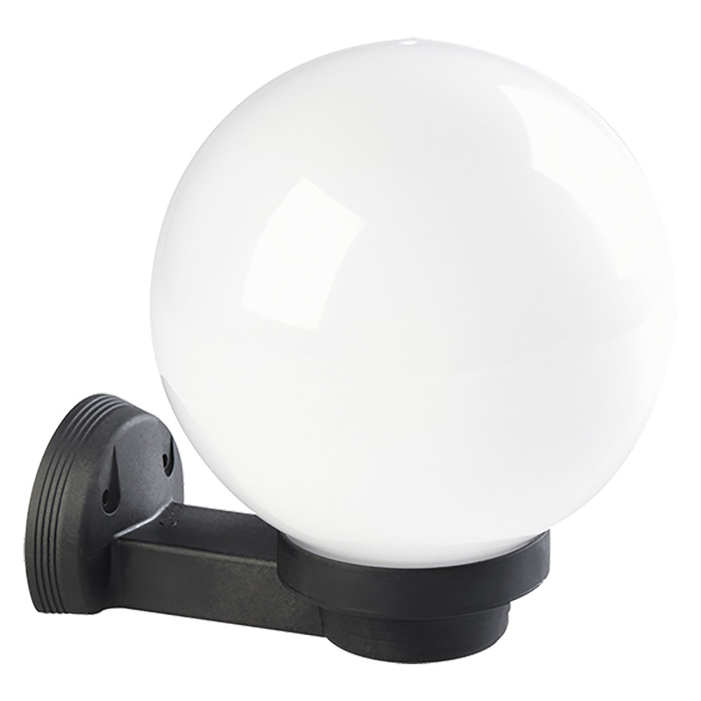 Lanterna a parete Globo Velamp con sfera bianca Ø 20 cm e braccio di supporto E27