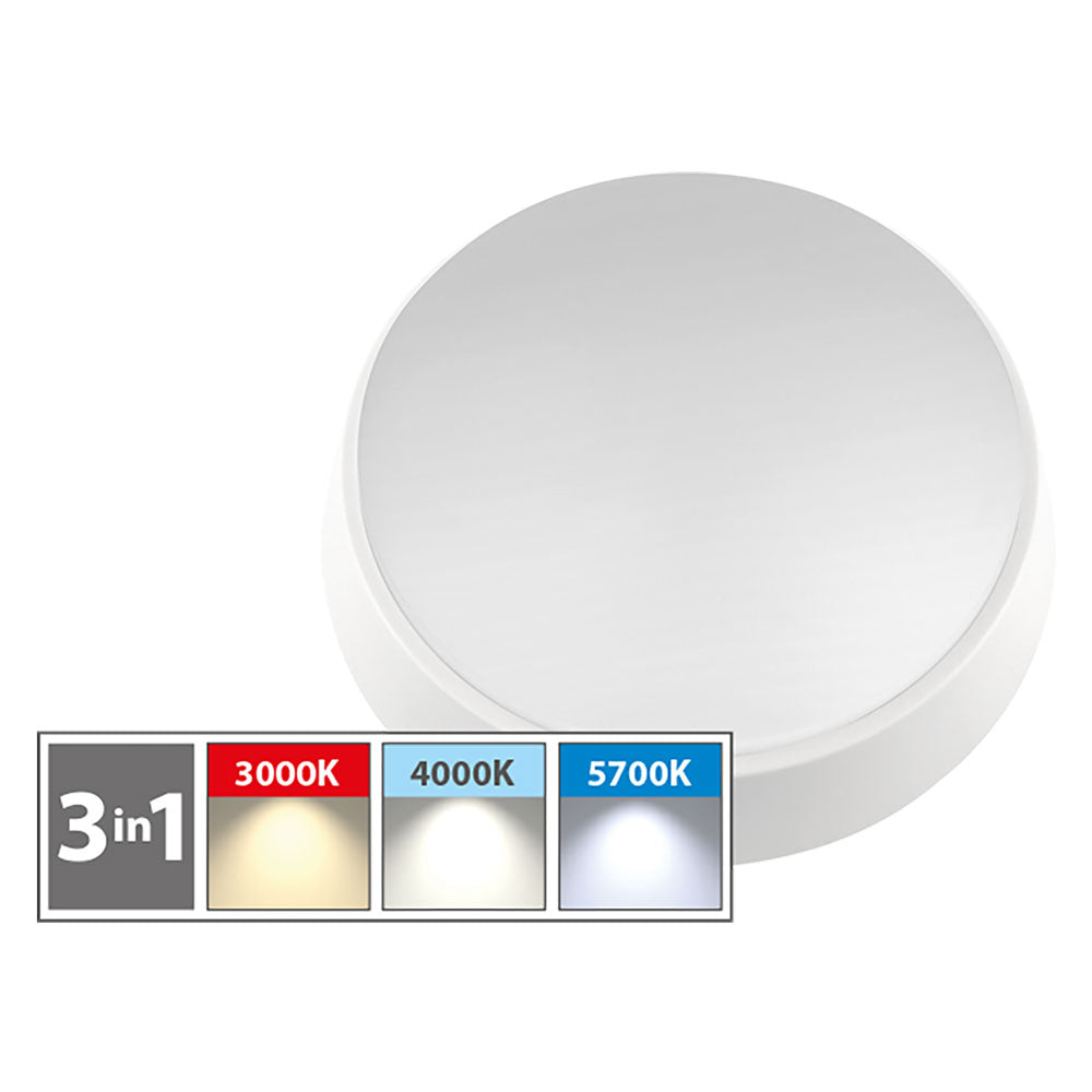 Plafoniera LED tonda BT da esterno 12W 1100 lumen IP54 con tecnologia Tri-White
