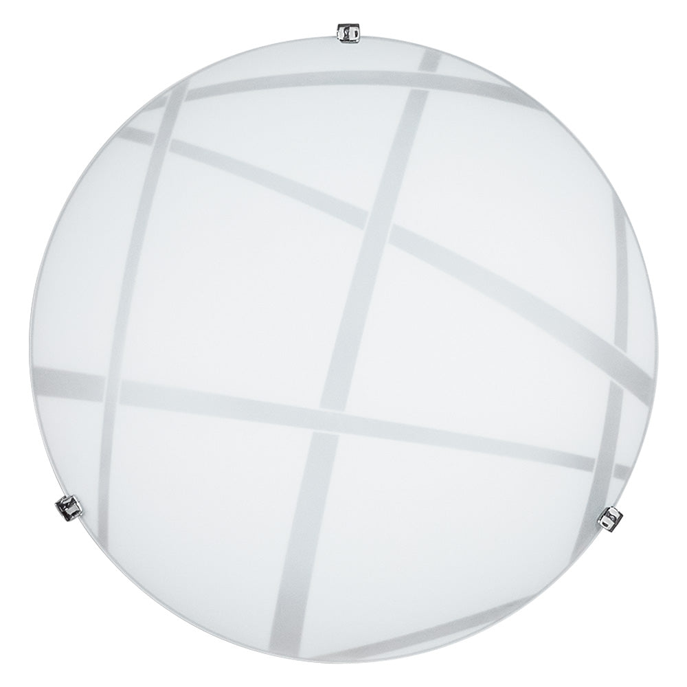 Plafoniera Dario Ø 30 cm in vetro bianco decorato con attacco E27 per illuminazione da soffitto