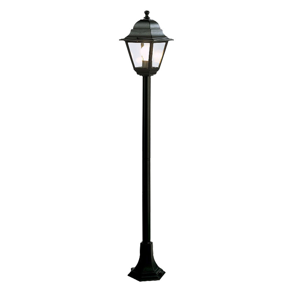 Lampione con colonna Old nero 60W in alluminio 18x18x121 cm per giardino