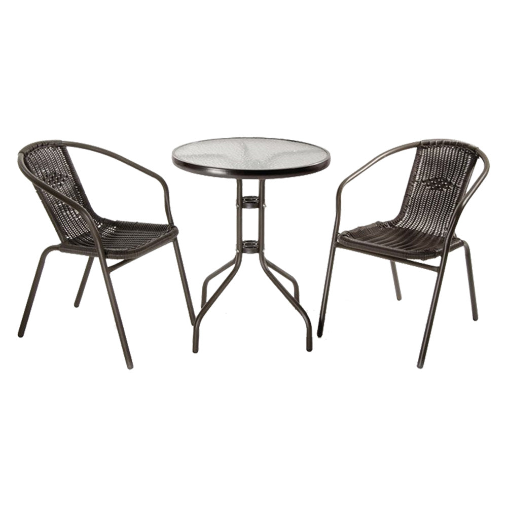 Set giardino Achille in polyrattan antracite con tavolino e 2 sedie