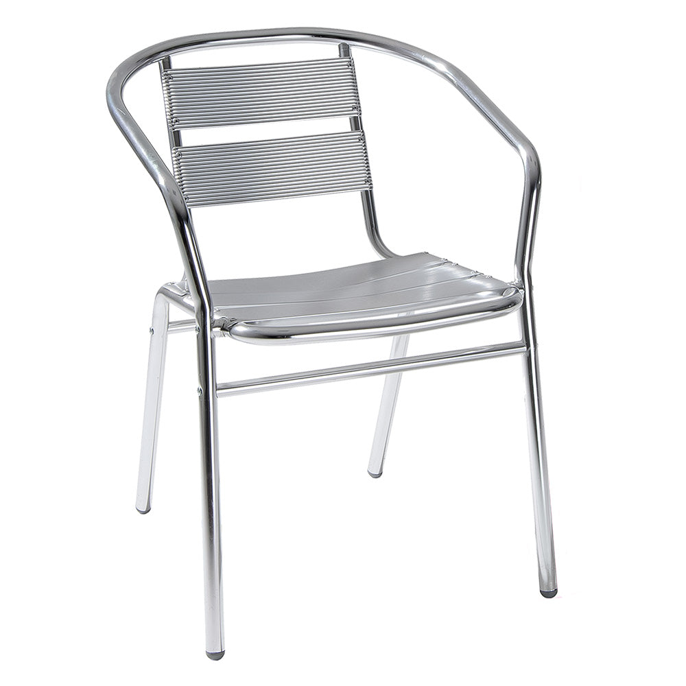 Sedia da giardino in alluminio con braccioli e schienale a doppia fascia cm 53x54x74