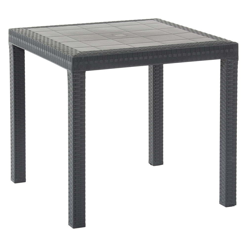 Tavolo da giardino modello Dallas colore antracite in polipropilene effetto rattan 80x80 cm