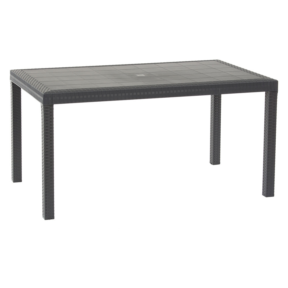 Tavolo da esterno modello Houston in polipropilene effetto rattan antracite 150x90 cm