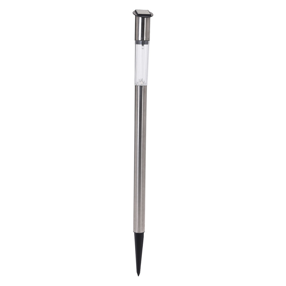 Lampada solare da giardino in metallo satinato con sensore crepuscolare H 70 cm