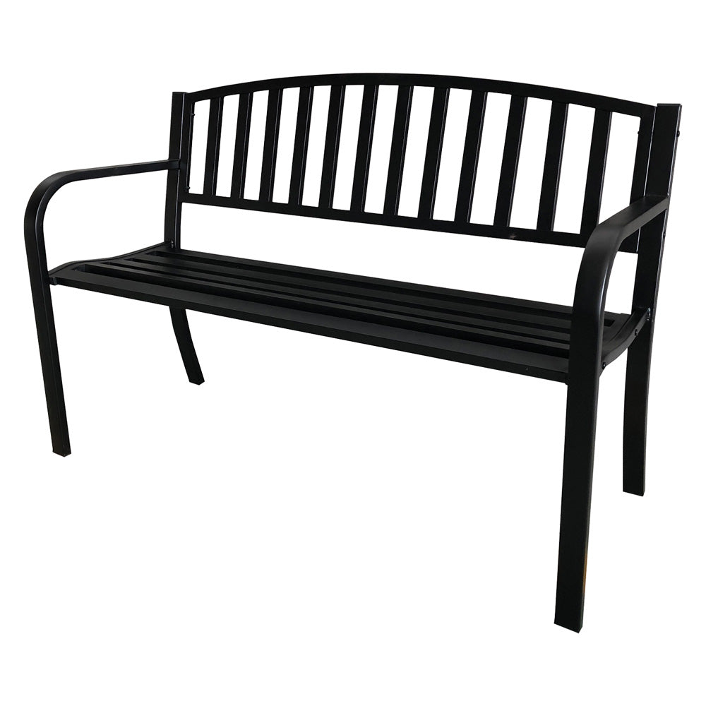Panchina da giardino modello Lasin in acciaio nero 119x50x75 cm Immagine principale del prodotto