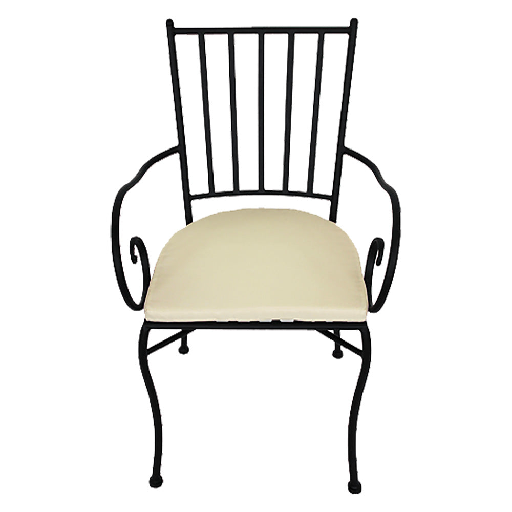 Sedia da esterno Jasmine in metallo verniciato con braccioli e cuscino ecrù cm 45x42x88