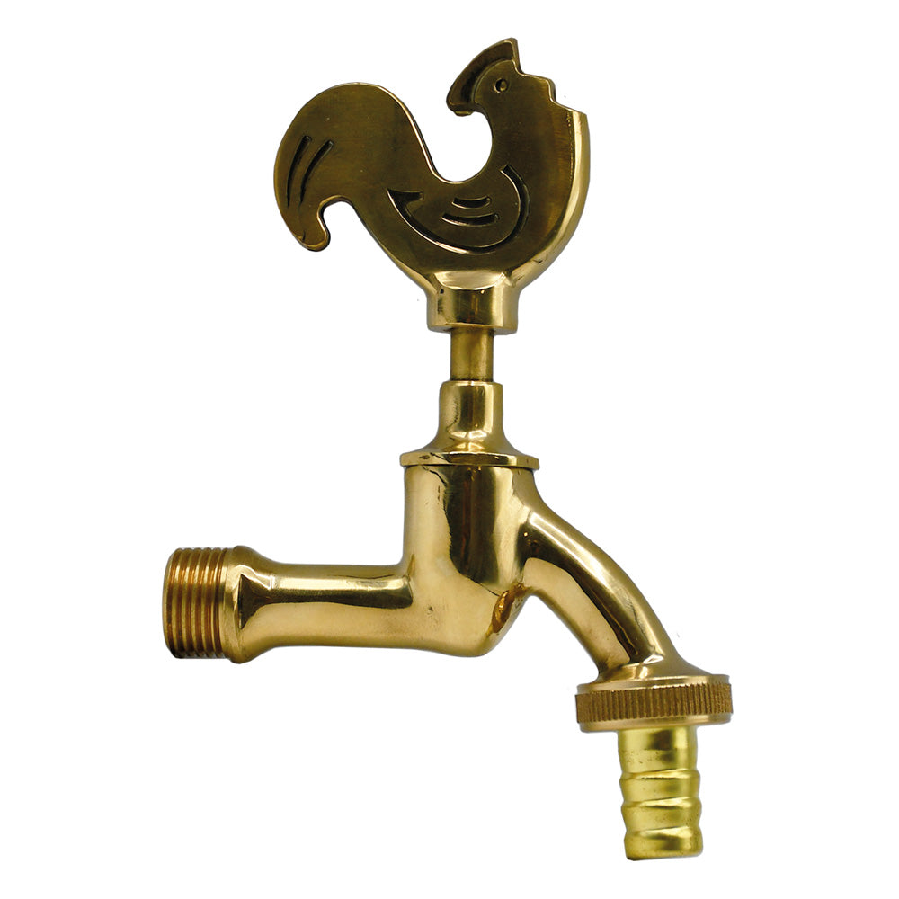 Rubinetto ornamentale modello Gallo in ottone antichizzato con maniglia da 1/2"