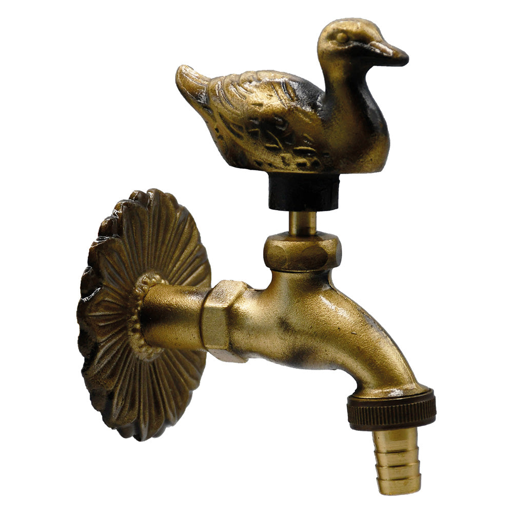 Rubinetto artistico modello Anatra in ottone antichizzato da 1/2" con rosone